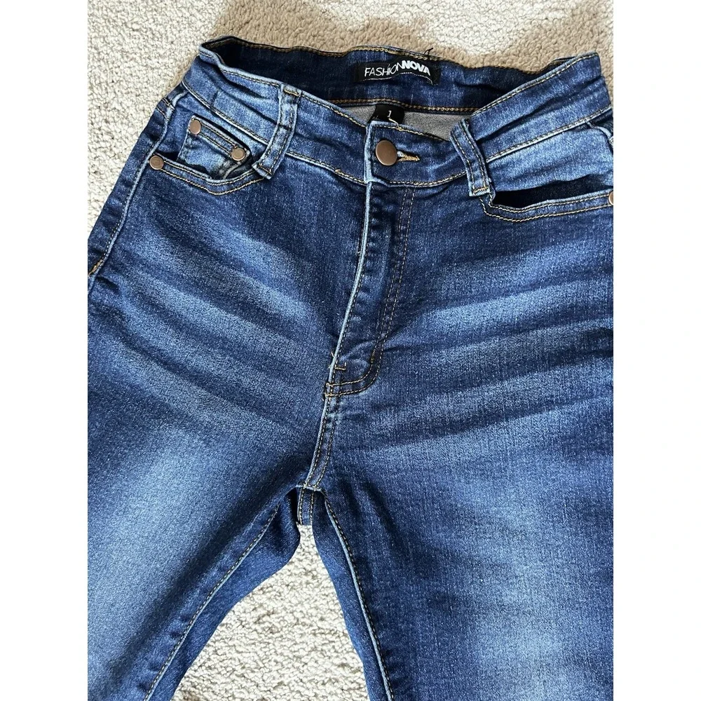 Fashion Nova Y2K Skinny Jeans Sz 1 Dark Blue Booty Shaping Stretchy #F Classic